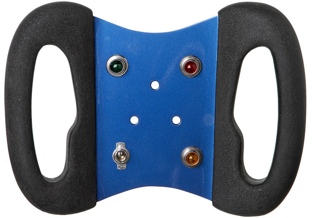 Iron Man 2 Tony Stark Hero Steering Wheel: Production Description: This hero blue steering wheel is front the Stark Industries racing car, and can be seen being put onto the car as Tony climbs in the seat. Production noted this item as being s