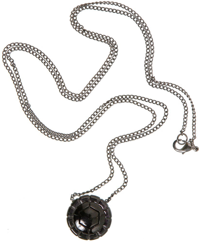 Iron Man 2 Black Widow Backup Necklace Tech: Production Description: Hero necklace tech worn by Agent Natasha Romanoff (Black Widow). This necklace was worn with her civilian and agent clothing as a concealed weapon. Production noted this item a