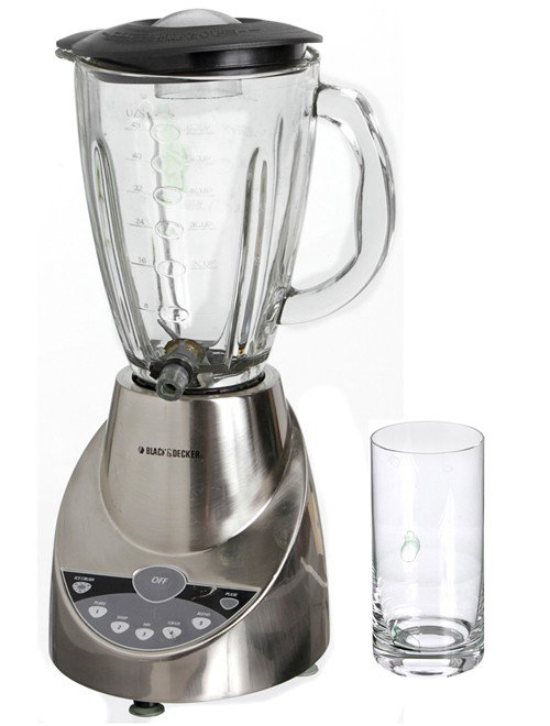 Iron Man 2 Tony Stark Blender & Glass: Production Description: Hero blender used as set decoration in Tony's lab. He can be seen mixing chlorophyll in this blender and pouring a glass for himself and drinking it in this glass cup. Producti