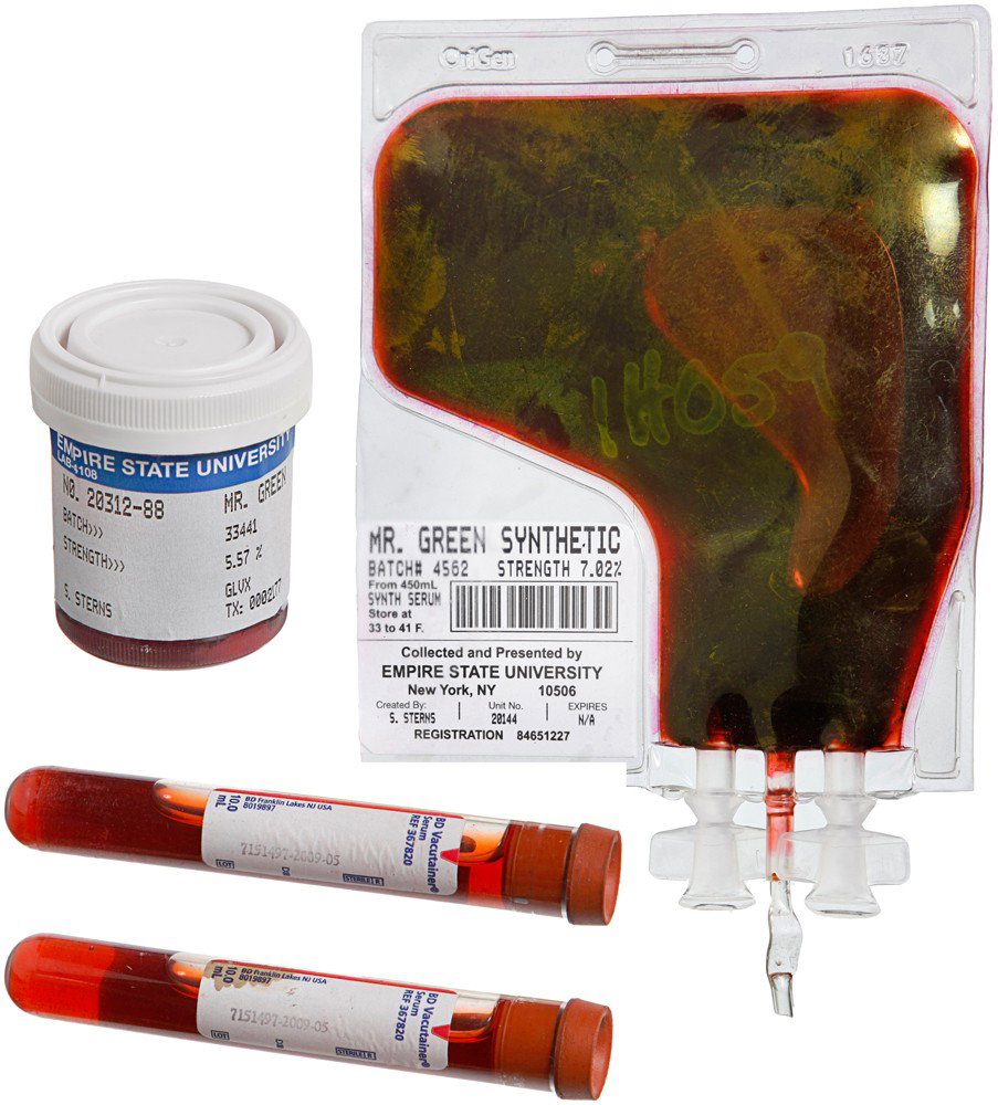 The Incredible Hulk Mr. Greens Synthesized Blood: Production Description: Overly enthusiastic about the potential to cure mankind of all diseases and frailties, Dr Samuel Sterns (Tim Blake Nelson) synthesized the small amount of blood given to him by
