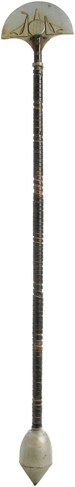 Star Trek: Enterprise Nine Vulcan Lirpa: Production Description: This Vulcan weapon is a Lirpa. A halberd like weapon with a half moon blade at the top and a weighty pointed knob at the other end. This weapon is mostly used by Vulcan's in ce