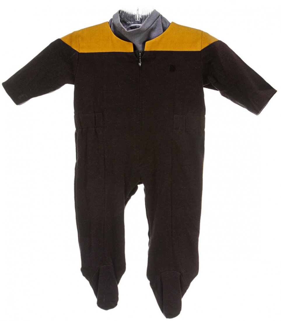 Star Trek: Voyager Infant "Harry Kim" Starfleet Uniform: An infant Starfleet uniform featured in the Star Trek: Voyager episode "The Thaw". In the episode, Harry and B'Elanna enter a computer program to try and save the lives of three aliens, in the process