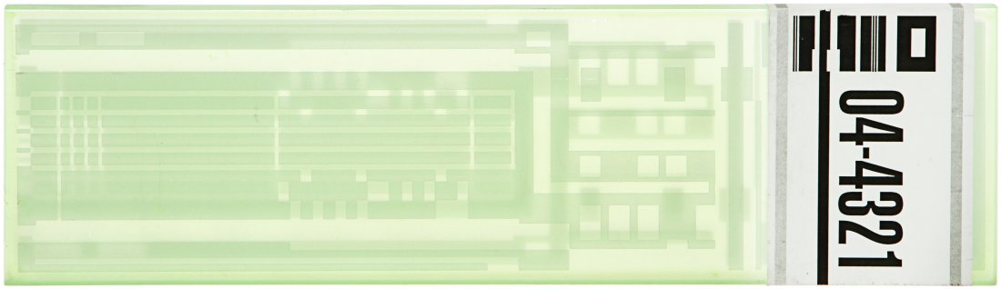 Star Trek: Deep Space Nine Oversized Green Isolinear: A oversized green isolinear chip used in the production of the Star Trek: Deep Space Nine episode "One Little Ship". These oversized chips were used in the foreground of forced perspective shots were 