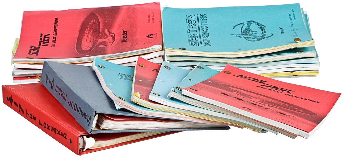 Star Trek Assorted Production Script Set #1: This is a collection of assorted production scripts from Star Trek: The Next Generation & Star Trek: Deep Space Nine. These scripts were used by visual effects artist Gary Hutzel, and come from his pe