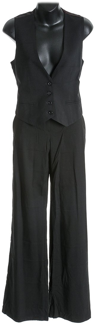LOST Ilana's Suit from "The Incident, Part 2": A black pinstriped suit vest and pair of trousers worn by the character of Ilana in the episode "The Incident, Part 2". This set is missing the signature red undershirt but is otherwise complete. Pant