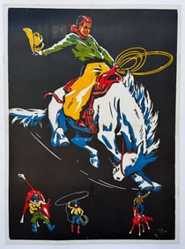Original Vintage Cowboy Circus Vintage Wild West Bronco Poster 1942