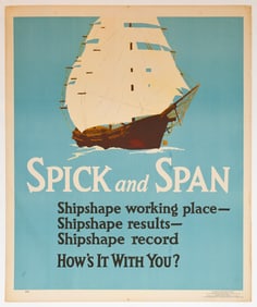 Original Vintage Mather Work Incentive Poster Spick and Span 1927