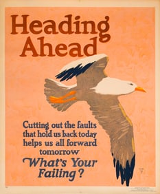 Original Vintage Mather Work Incentive Poster Heading Ahead 1927