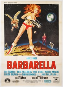 Original Vintage Barbarella Italian Sci-Fi Film Poster 1968
