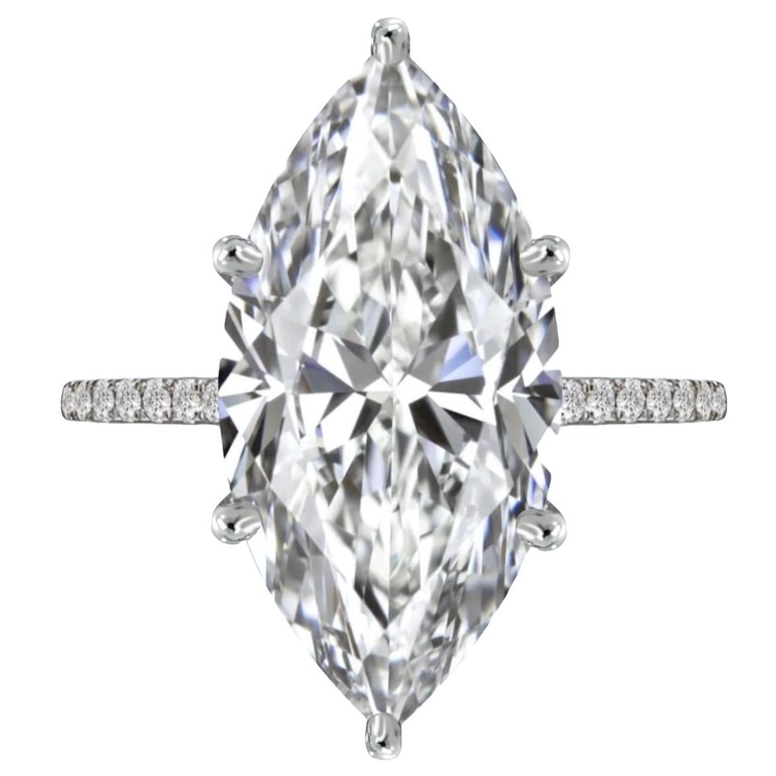 3 Carat VS Marquise Cut Lab Grown DiamondEngagement Ring 14k White Gold (1 of 6)