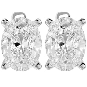 3 Carat Oval Lab Grown Diamond Stud Earrings 14k White Gold