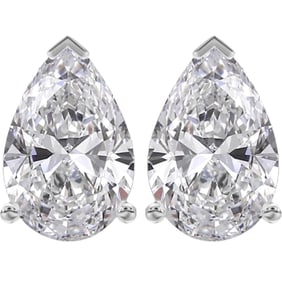 3 Carat Lab Grown Diamond Pear Shaped Earrings 14k White Gold