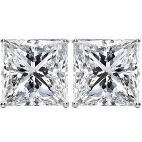 3 Carat VS Lab Grown Diamond Princess Cut Studs 14k White Gold