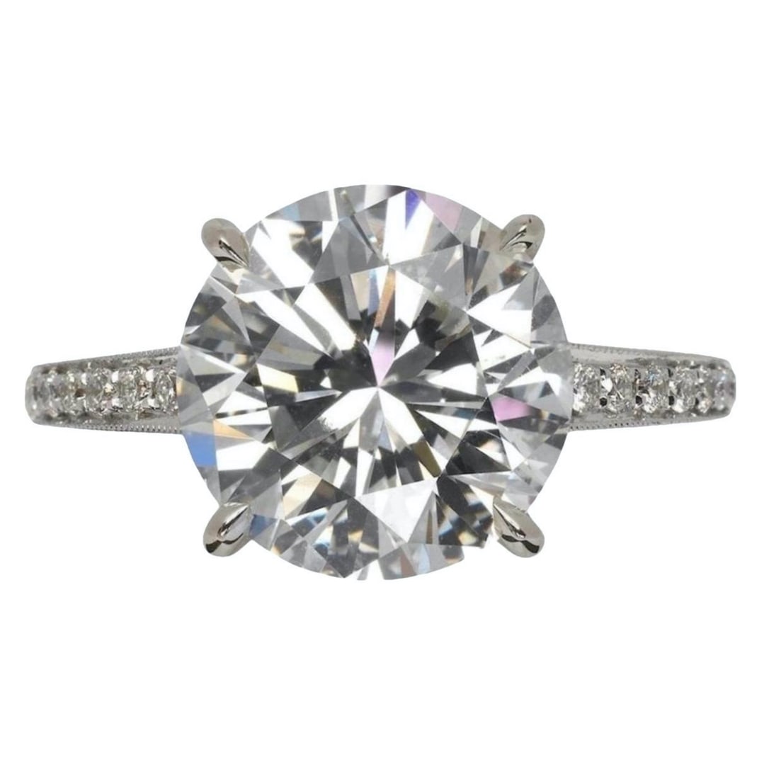 4 Carat Lab Grown Diamond Engagement Ring Round Brilliant 14k Solid White Gold IGI Certified (1 of 6)