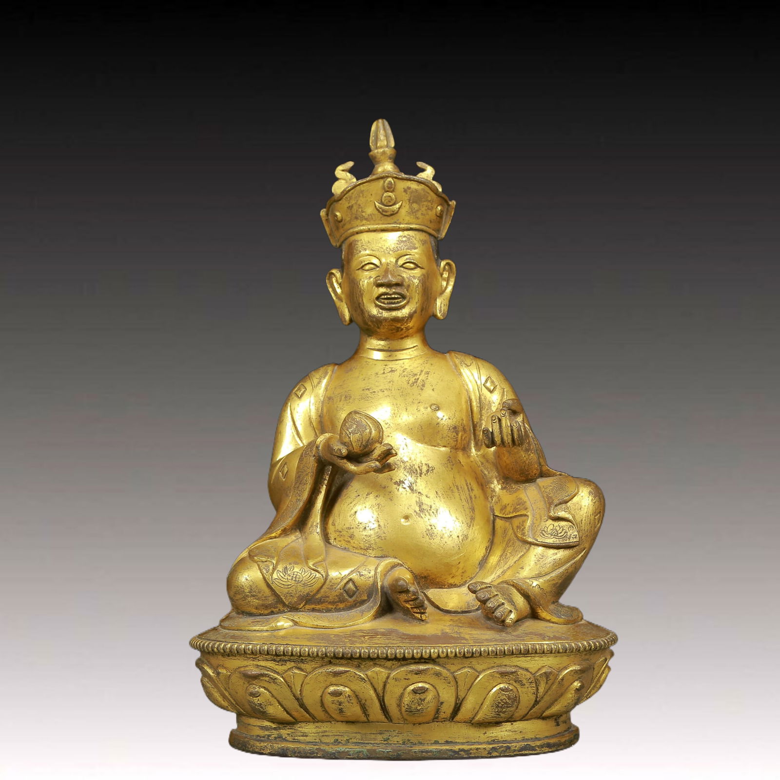 A Solemn Gilt Bronze Statue of Guru (1 of 9)