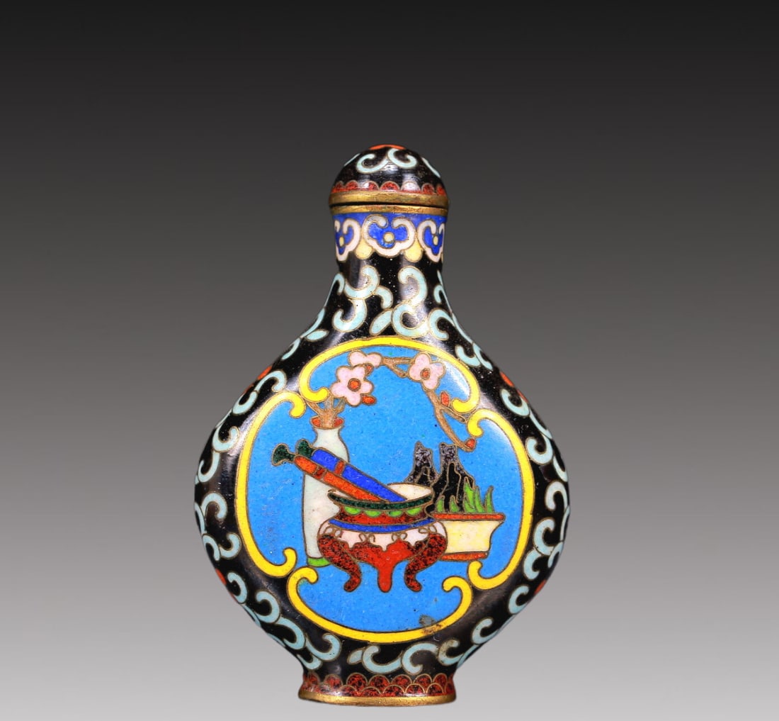 A Gorgeous Cloisonne 'Stationery' Snuff Bottle (1 of 6)
