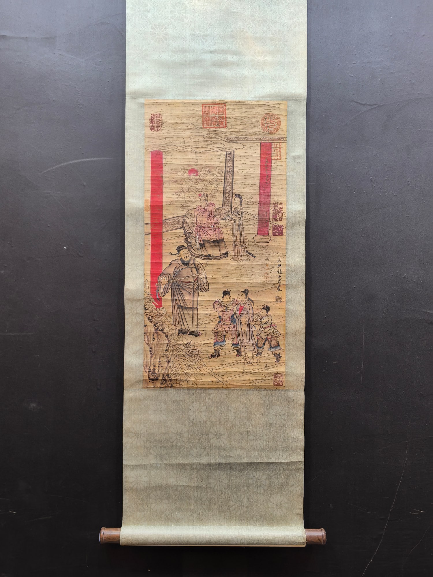 A Chinese Vertical Scroll Ink Painting of Figure on Paper,Zhao Mengfu: A Chinese Vertical Scroll Ink Painting of Figure on Paper,Zhao Mengfu,Size:12.6inx25.9in 一幅中国水墨人物画立轴,赵孟༷
