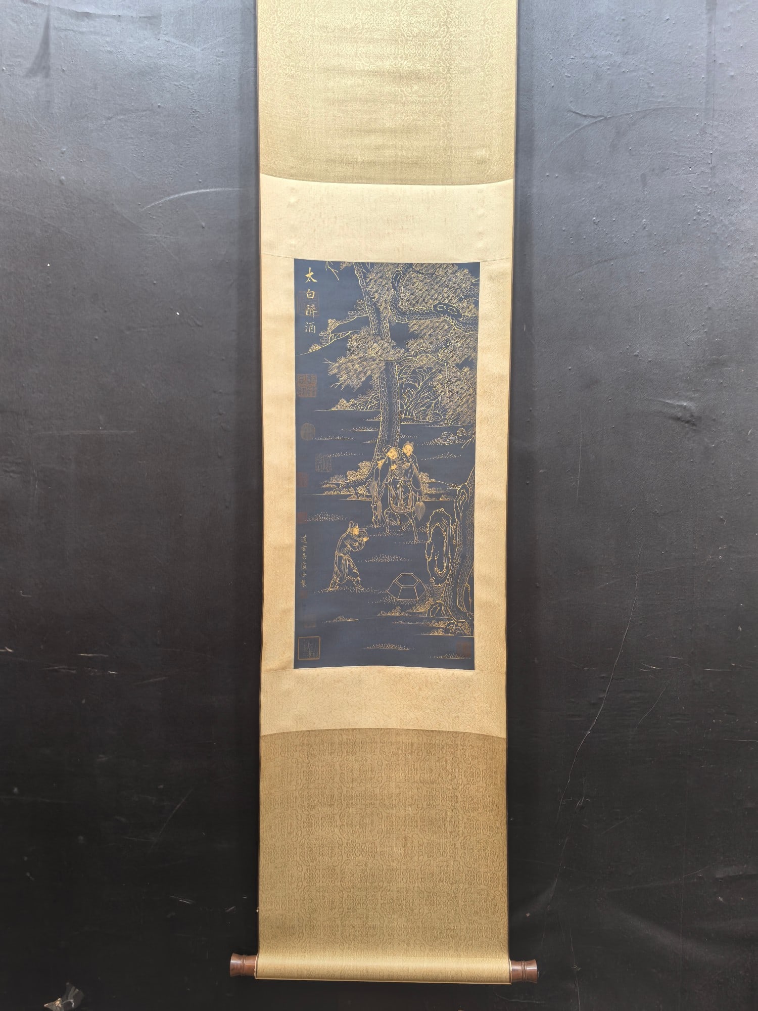 A Chinese Vertical Scroll Ink Painting of Character and Story on Silk,Wu Daozi (1 of 9)