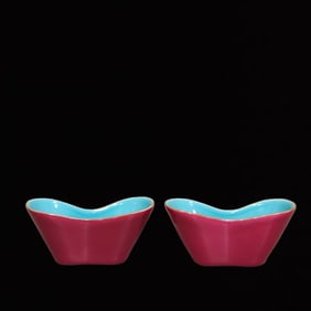 A Pair of Exquisite Ruby Red Glazed Cups