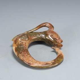 An Archaic Hongshan Culture Cyan jade Pig and Dragon Ornament