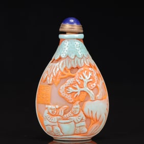 An Exquisite Glass Landscape and Figure Pattern Snuff Bottle