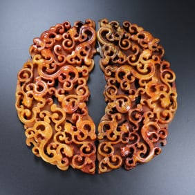 A Pair of Exquisite Archaic Jade Chi-Dragon Pattern Ornaments
