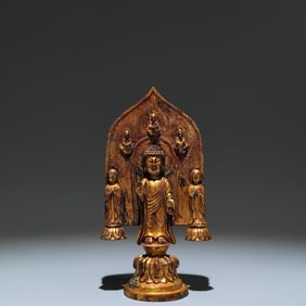 A Solemn Gilt Bronze Statue of Bodhisattva,with Inscription