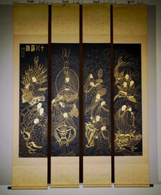 A Set of Chinese Vertical Scroll Ink Painting of Figure on Paper