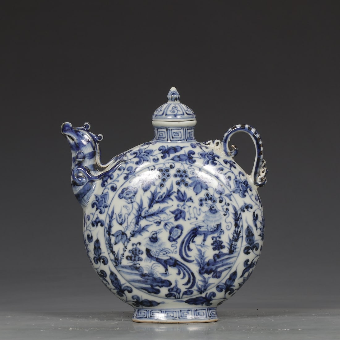 An Exquisite Blue and White Flower and Rooster Pattern Teapot (1 of 8)