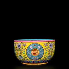 An Exquisite Enamel Lotus Pattern Vat