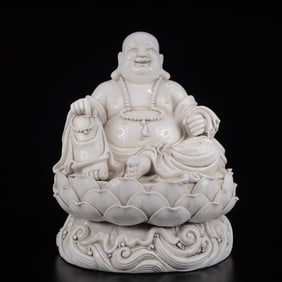An Exquisite Blance-De-Chine Statue of Maitreya Buddha