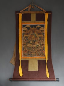 A Rare Brocade Painted Color Statue of Mammon Tangka
