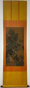 A Chinese Vertical Scroll Ink Painting of Landscape on Silk