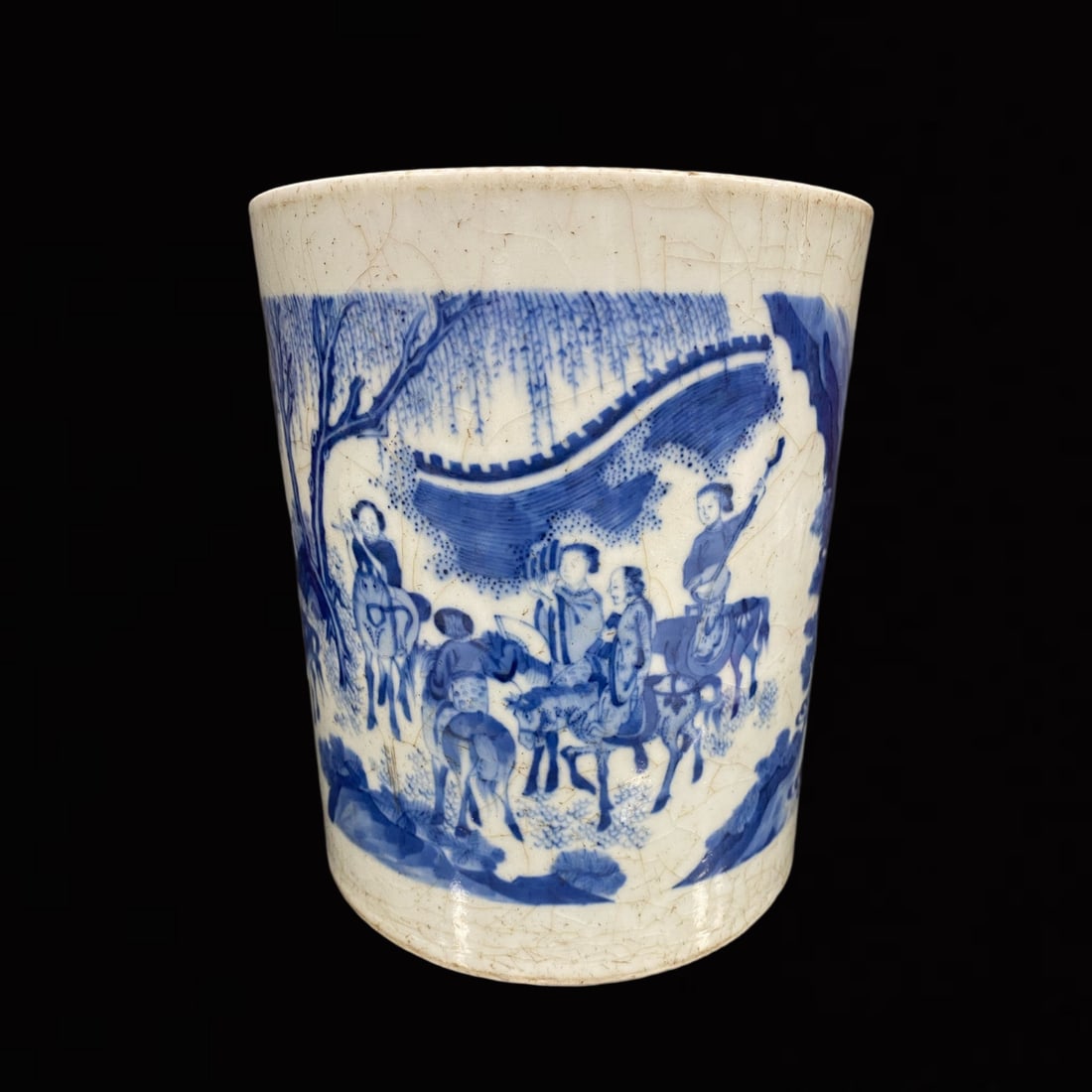 An Exquisite Blue and White Figure and Story Pattern Brush Pot (1 of 7)