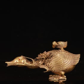 An Exquisite Gilt Bronze Duck-Shaped Censer