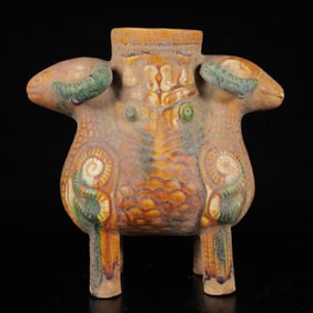 An Exquisite Tang Tri-Color Glazed Pottery Auspicious Beast Censer