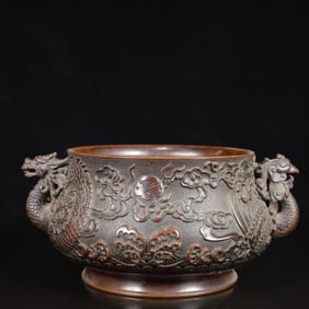 A Rare Bronze Dragon and Phoenix Pattern Censer