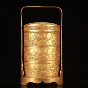 A Rare Gilt Bronze Lotus Pattern Box