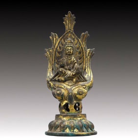 A Solemn Gilt Bronze Statue of Avalokitesvara