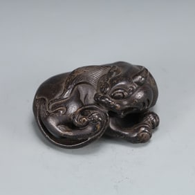 An Exquisite Bronze Auspicious Beast Ornament