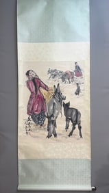 A Chinese Vertical Scroll Ink Painting of Figure on Paper