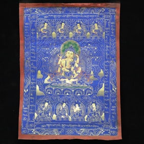 A Rare Brocade Painted Color Statue of Vajra Tangka