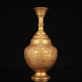 An Exquisite Gilt Bronze Auspicious Beast Pattern Vase