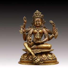 A Solemn Bronze Statue of Gautama’s Mother