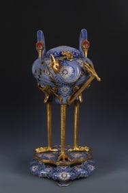 A Huge Cloisonne Enamel Lotus Pattern Crane Censer