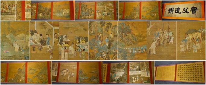 A Chinese Hand Scroll Ink Painting of Figure and Story on Silk