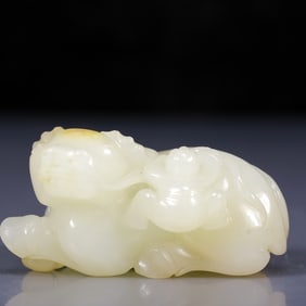 An Exquisite White Jade Buffalo Ornament