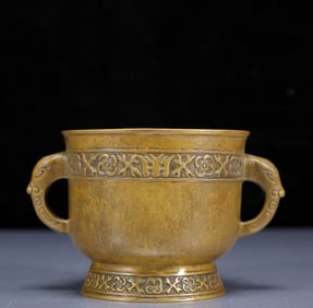 An Exquisite Bronze Beast Pattern Double-Ears Censer