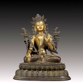 A Solemn Gilt Bronze Statue of Tara