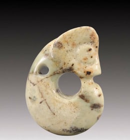 An Archaic Hongshan Culture Greenish Jade Pig and Dragon Pendant